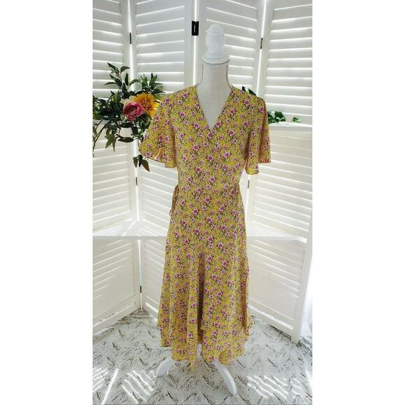 ROLLER RABBIT PRANA FILENA YELLOW WRAP DRESS SM - Picture 2 of 9
